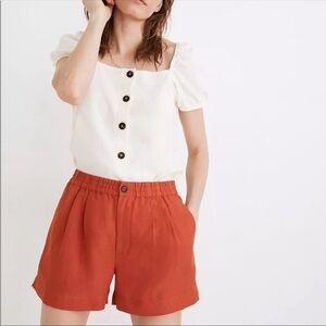 Madewell Orange linen blend track shorts with pockets
